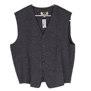 NWT Joseph Abboud Mens Sweater Vest Size XL Merino Wool Blend Gray Button Front